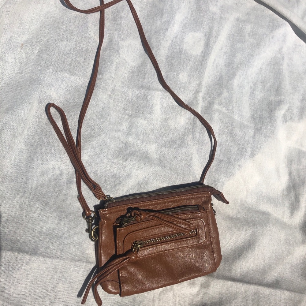 Brown Pleather Side Purse